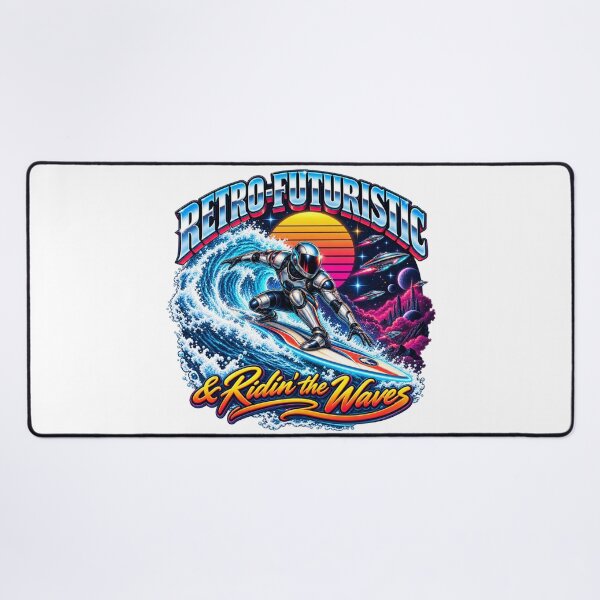 Item preview, Retro Futuristic Space Surfer Waves designed and sold by Dresut.
