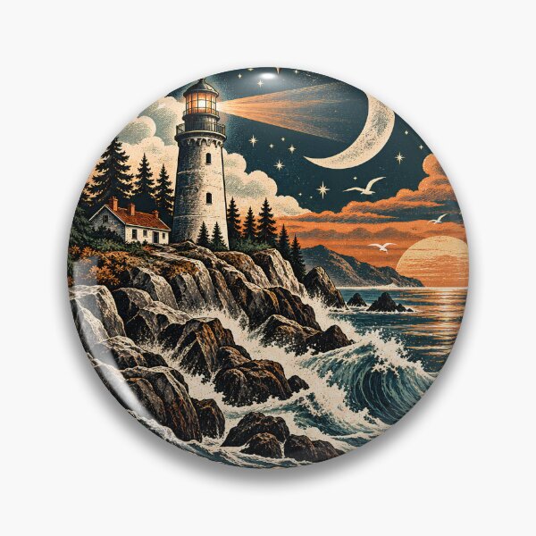 Item preview, Coastal Expedition Vintage Heritage Badge designed and sold by Xuni Studio.