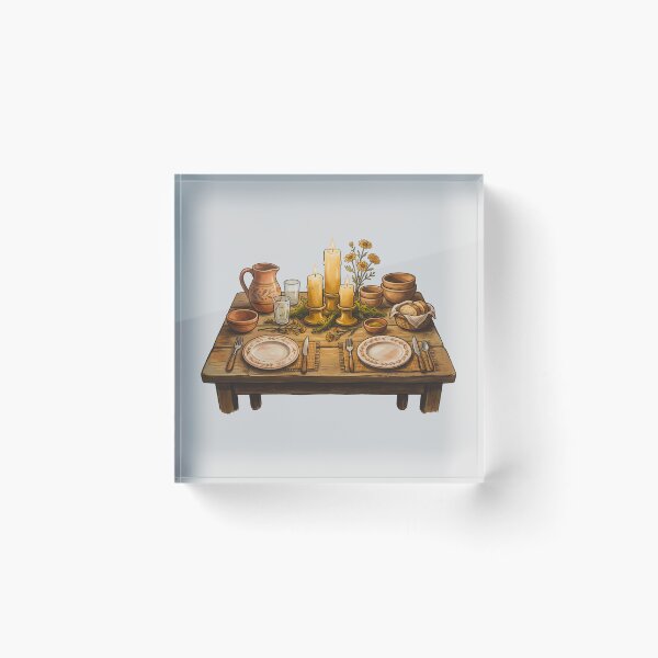 Item preview, Rustic Candlelit Autumn Dinner Table Art designed and sold by hattie's.