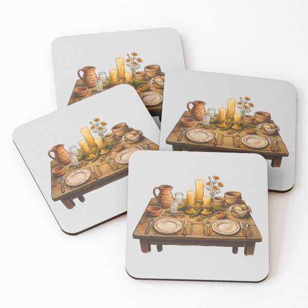 Item preview, Rustic Candlelit Autumn Dinner Table Art designed and sold by hattie's.