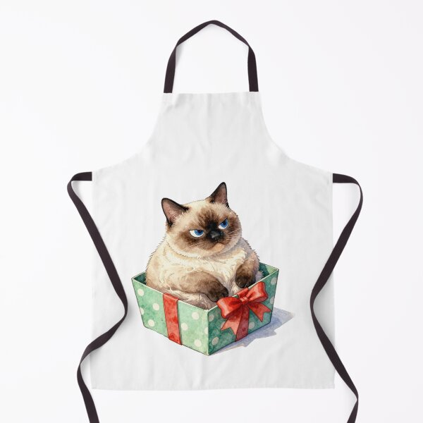 Item preview, grumpy siamese cat in a gift box watercolor designed and sold by WildArtIT.