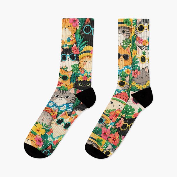 Item preview, Colorful Nordic Tropical & Rainbow Cat Pattern designed and sold by Aramdesing.