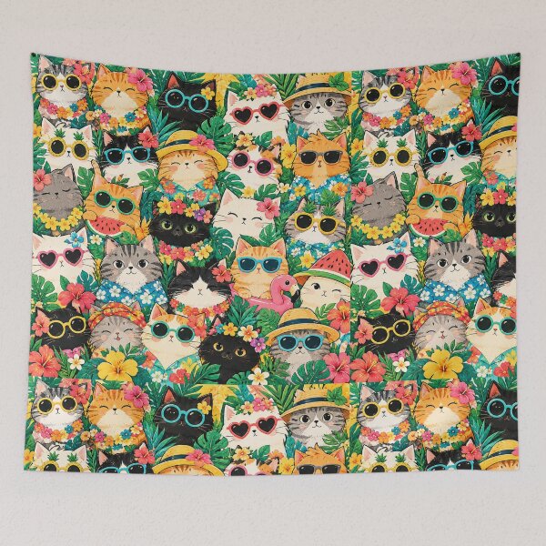 Item preview, Colorful Nordic Tropical & Rainbow Cat Pattern designed and sold by Aramdesing.