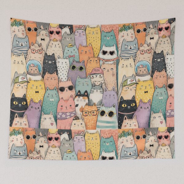 Item preview, Colorful Nordic Tropical & Rainbow Cat Pattern designed and sold by Aramdesing.