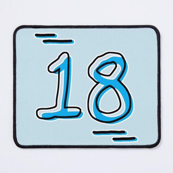 Item preview, Number 18 - Bold Blue Artistic Numeral Design designed and sold by Dyche Studio.