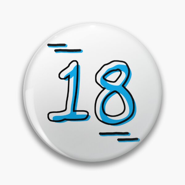Item preview, Number 18 - Bold Blue Artistic Numeral Design designed and sold by Dyche Studio.