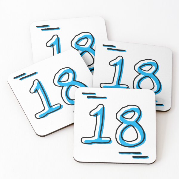 Item preview, Number 18 - Bold Blue Artistic Numeral Design designed and sold by Dyche Studio.