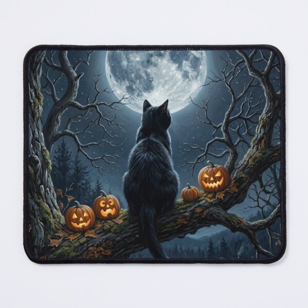 Item preview, Black Cat Tree Branch Full Moon Halloween designed and sold by Mindworx21.