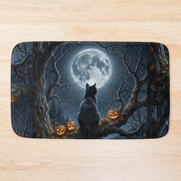 Item preview, Black Cat Tree Branch Full Moon Halloween designed and sold by Mindworx21.
