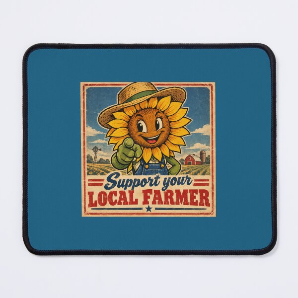Item preview, Support your local farmer - Vintage Funny Cartoon Farming Sunflower Logo designed and sold by Vintage-TM.