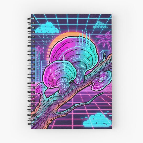 Item preview, Synthwave Sunset Cyber Mushroom Circuit Branch designed and sold by IriArt-Designs.