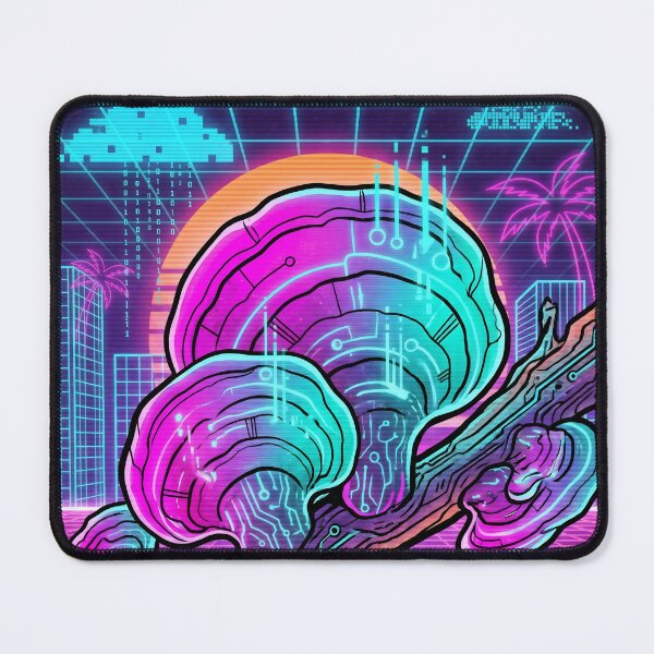 Item preview, Synthwave Sunset Cyber Mushroom Circuit Branch designed and sold by IriArt-Designs.