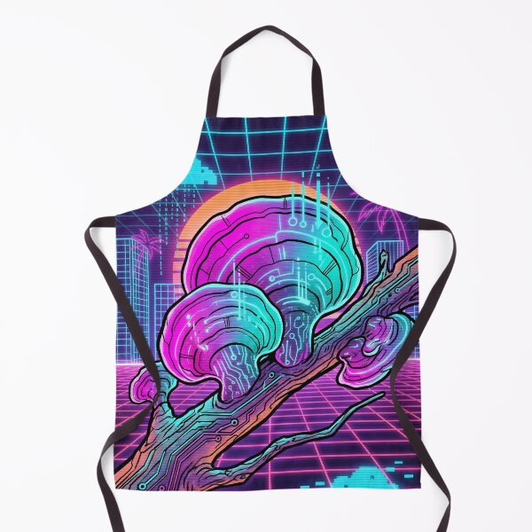 Item preview, Synthwave Sunset Cyber Mushroom Circuit Branch designed and sold by IriArt-Designs.