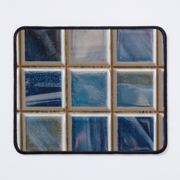 Item preview, Blue Ceramic Mosaic Tile Wall Closeup With Square Grout Pattern and Glossy Texture designed and sold by Nmallia.