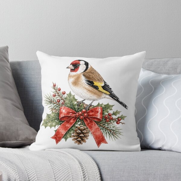 Item preview, Goldfinch Christmas Holly - Festive Winter Bird designed and sold by JessArty.