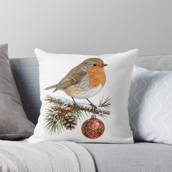 Item preview, Christmas Robin and Holly - Vintage Winter Bird designed and sold by JessArty.