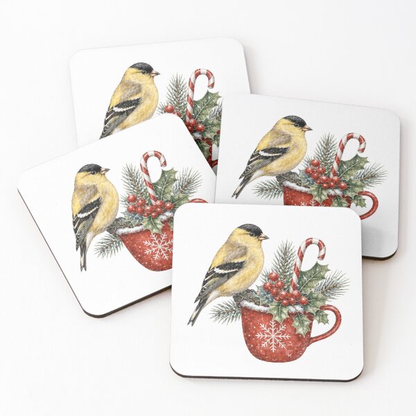 Item preview, Goldfinch Christmas - Vintage Holiday Bird designed and sold by JessArty ⭐⭐⭐⭐⭐.
