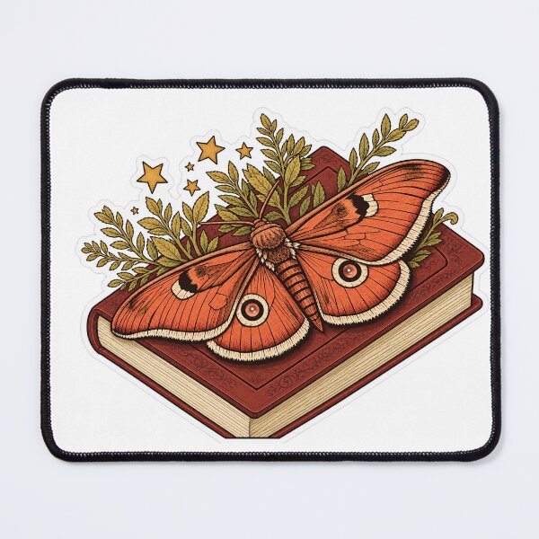 Item preview, Vintage Moth on Book Sticker | Cottagecore Moon Moth Botanical Art designed and sold by RobertArt08.