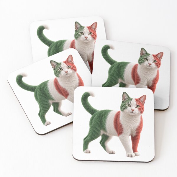 Item preview, Gato con la bandera de Italia – Arte de gato tricolor italiano designed and sold by ROVVI.
