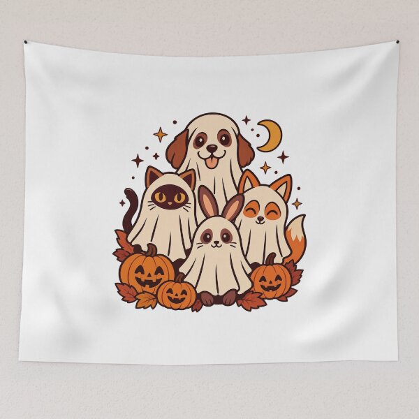 Item preview, Halloween Ghost Animals and Pumpkins designed and sold by LuveraxArt.
