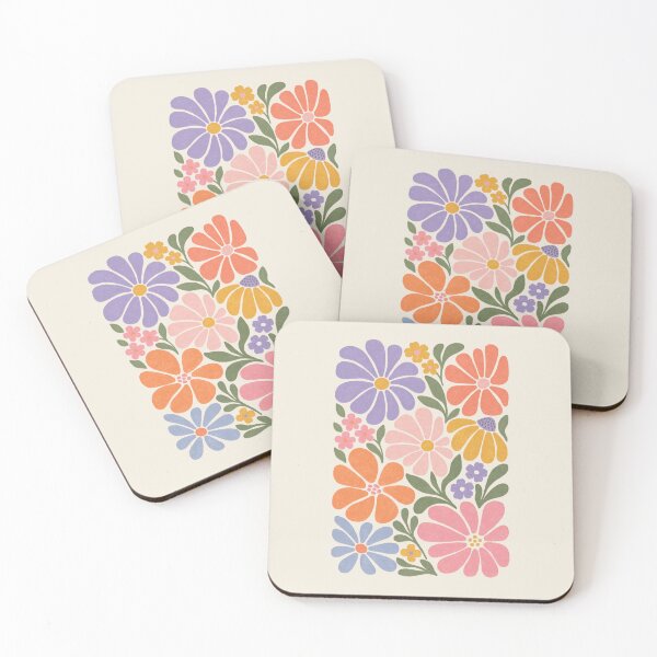 Item preview, retro tiled flowers designed and sold by OHBOY! Handmade.