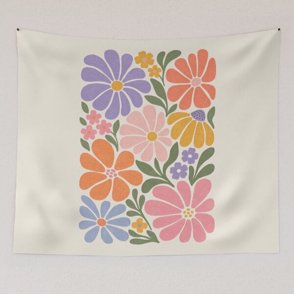Item preview, retro tiled flowers designed and sold by OHBOY! Handmade.