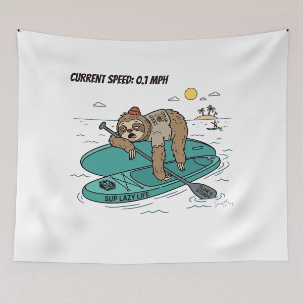 Item preview, Current Speed 01 MPH Funny Sloth Paddleboarding SUP designed and sold by SmartPuns.