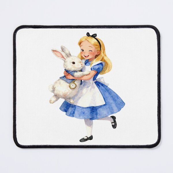 Item preview, Happy Alice Hugging White Rabbit Watercolor Art designed and sold by WildArtIT.