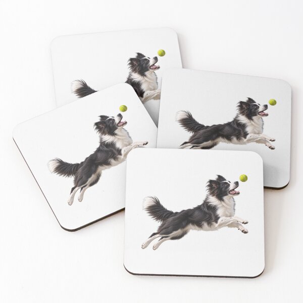 Item preview, Border Collie Jumping for Tennis Ball Black and White designed and sold by BackgroundND.