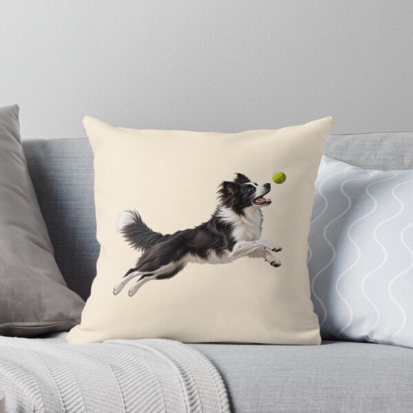 Item preview, Border Collie Jumping for Tennis Ball Black and White designed and sold by BackgroundND.