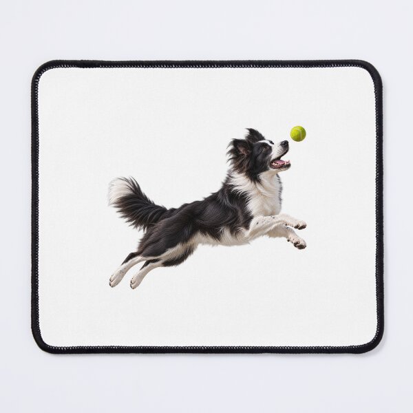 Item preview, Border Collie Jumping for Tennis Ball Black and White designed and sold by BackgroundND.