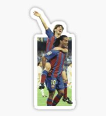 Pegatina Messi - Ronaldinho - primer gol messi