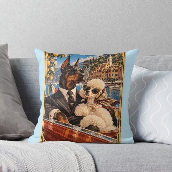 Item preview, Doberman and poodle couple in Portofino designed and sold by saranagliccuris.