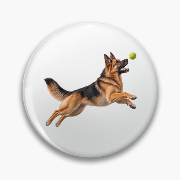 Item preview, German Shepherd Jumping for Tennis Ball Dog designed and sold by BackgroundND.