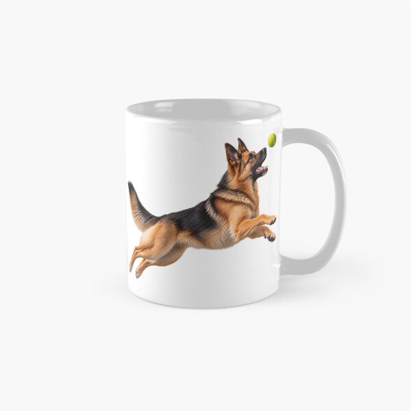 Item preview, German Shepherd Jumping for Tennis Ball Dog designed and sold by BackgroundND.