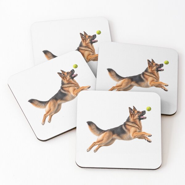 Item preview, German Shepherd Jumping for Tennis Ball Dog designed and sold by BackgroundND.