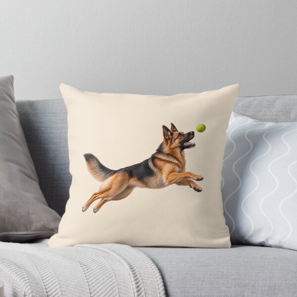 Item preview, German Shepherd Jumping for Tennis Ball Dog designed and sold by BackgroundND.