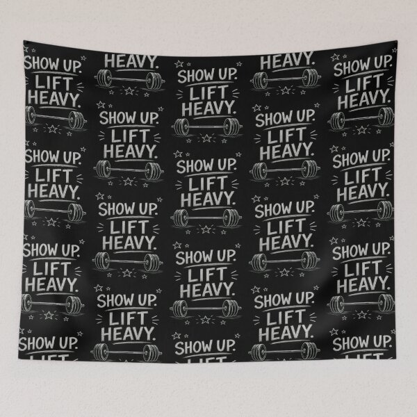 Item preview, Show Up Lift Heavy Gym Motivation Barbell designed and sold by creativerooney.