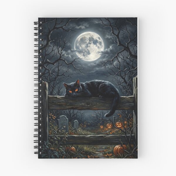 Item preview, Black Cat Graveyard Fence Moonlit Halloween designed and sold by Mindworx21.