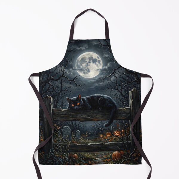 Item preview, Black Cat Graveyard Fence Moonlit Halloween designed and sold by Mindworx21.