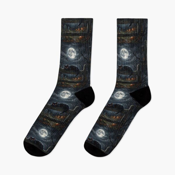 Item preview, Black Cat Graveyard Fence Moonlit Halloween designed and sold by Mindworx21.