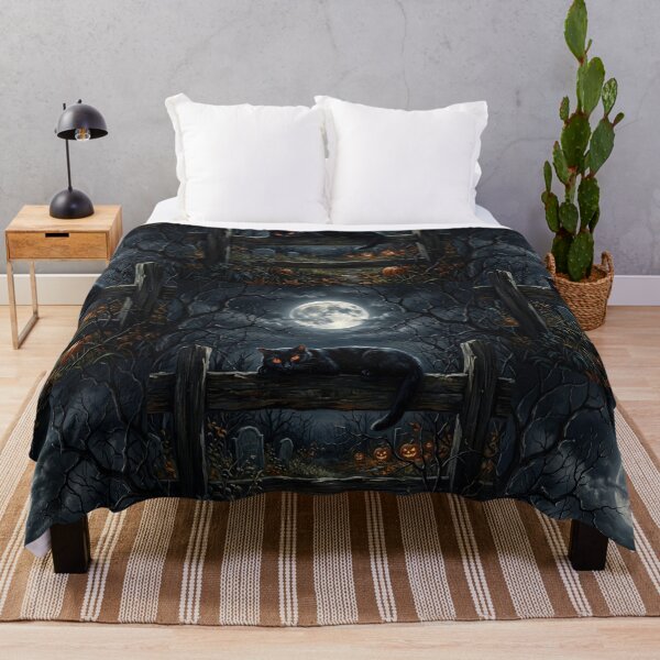 Item preview, Black Cat Graveyard Fence Moonlit Halloween designed and sold by Mindworx21.