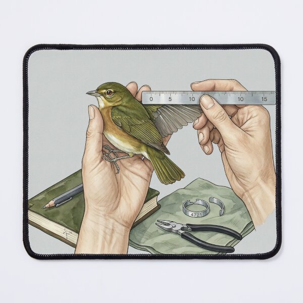 Item preview, Bird Banding Ornithologist Watercolor Art designed and sold by DIUMERI.