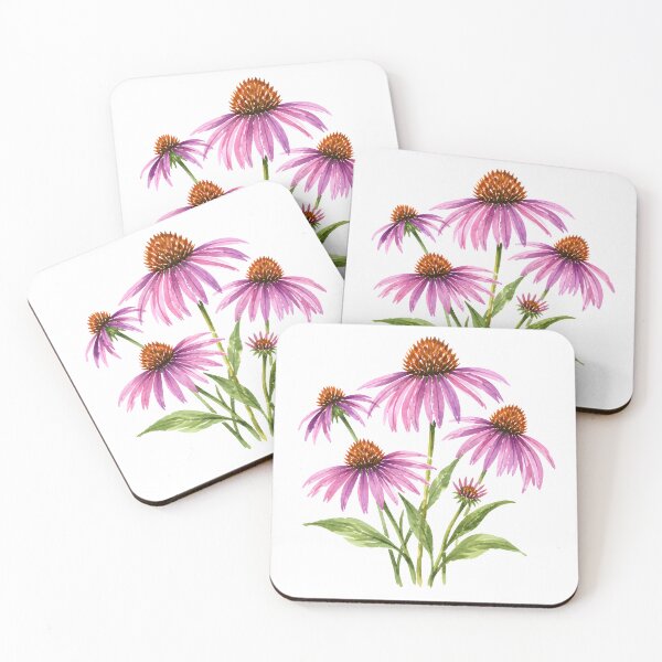 Item preview, Cottagecore Purple Echinacea Coneflower Watercolor Botanical Art HD Store designed and sold by bard-art.