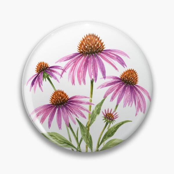 Item preview, Cottagecore Purple Echinacea Coneflower Watercolor Botanical Art HD Store designed and sold by bard-art.