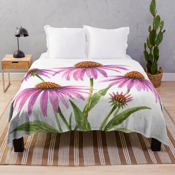 Item preview, Cottagecore Purple Echinacea Coneflower Watercolor Botanical Art HD Store designed and sold by bard-art.