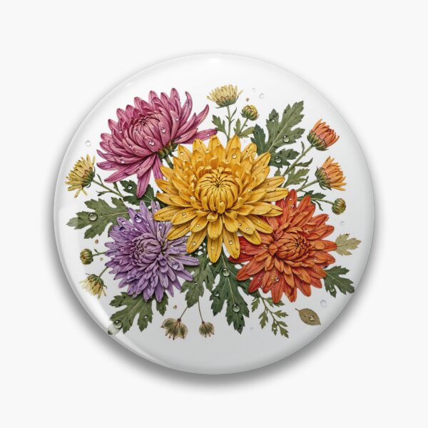 Item preview, Rainy Chrysanthemum Flower Bouquet Sticker designed and sold by FineLineBotanical .
