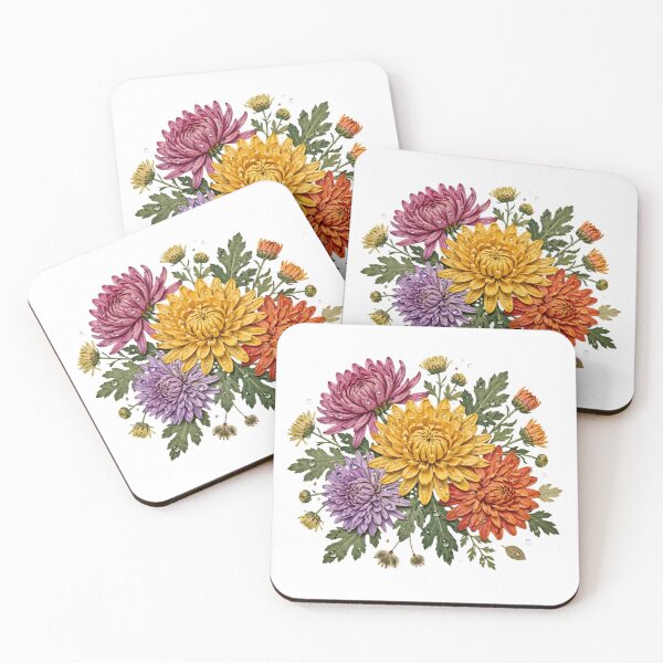 Item preview, Rainy Chrysanthemum Flower Bouquet Sticker designed and sold by FineLineBotanical .