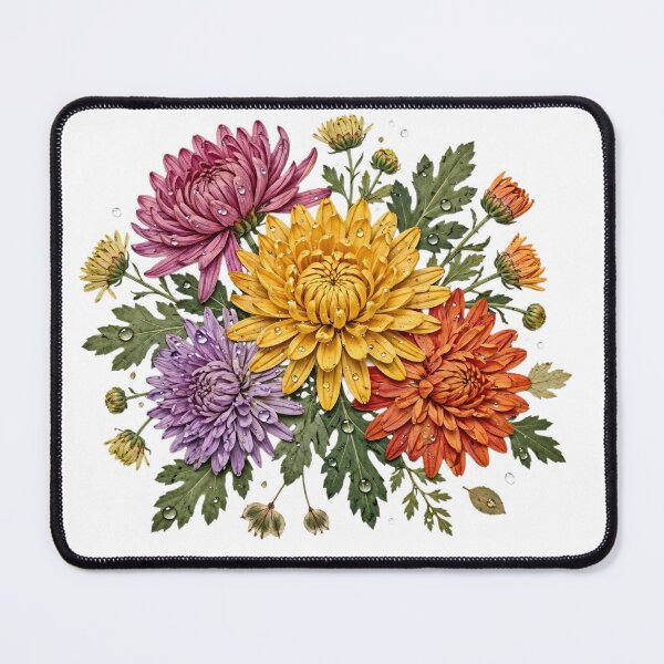 Item preview, Rainy Chrysanthemum Flower Bouquet Sticker designed and sold by FineLineBotanical .