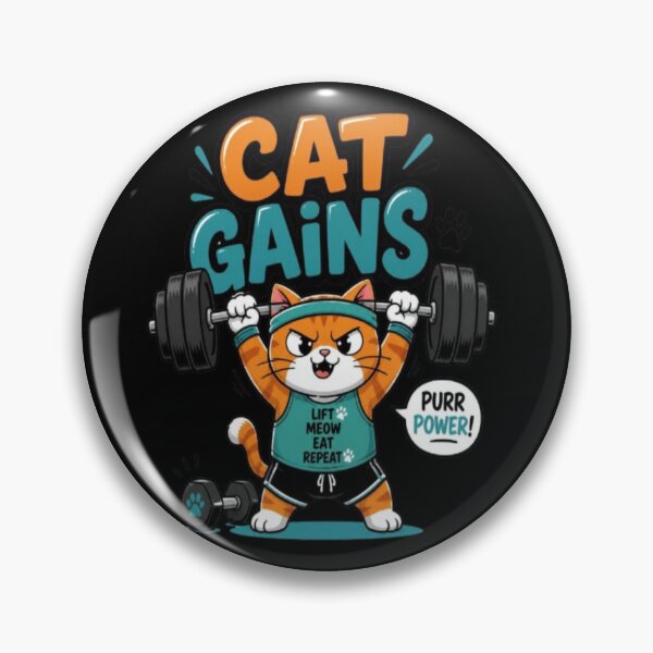 Item preview, Cat Gains Funny Weightlifting Gym Cat designed and sold by creativerooney.